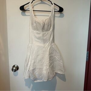 White Eyelet Summer Dress with Tie Back Bow